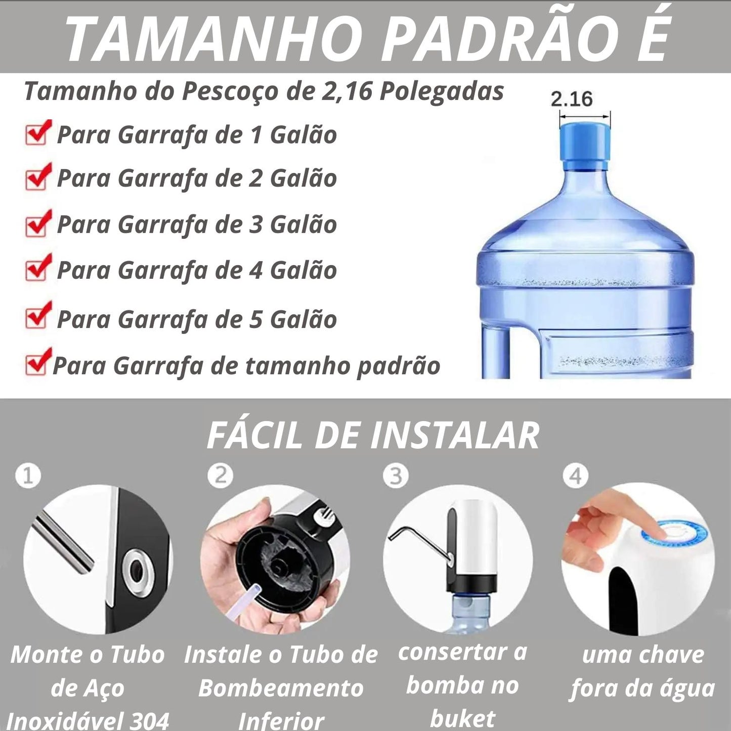 Bomba Elétrica Universal Para Galão De Água.